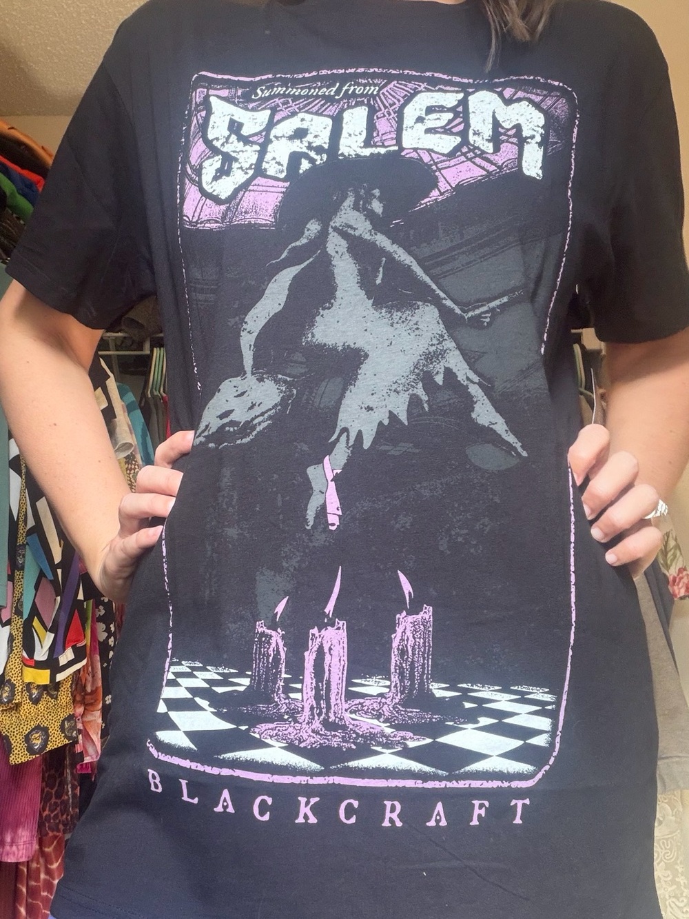 Blackcraft Black Graphic Salem T-Shirt - Black with Pink Accents